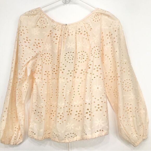 JOIE Cream Eyelet Lace Ruffle Long Sleeve Blouse NEW With Tags - Picture 5 of 14